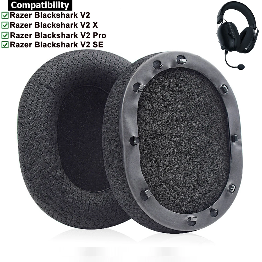 Mesh Fabric Memory Foam Ear Pads Gaming Headconjunto Earpads Almofadas Capa Razer Blackshark v2 Pro V2x V2se