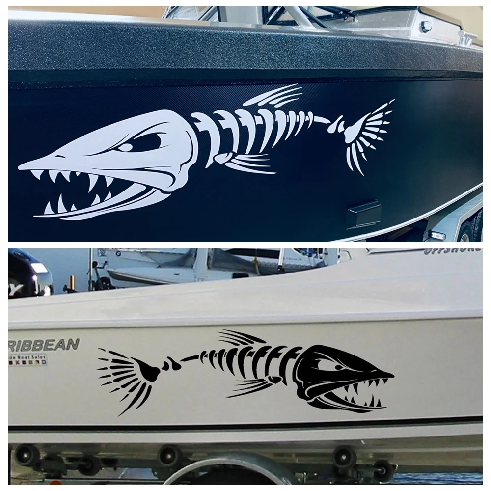Boat Stickers Fish Bone For Boat Body Decal Styling Engine Hood Decor Cruise Sticker Mural Vinyl Covers Autosticker