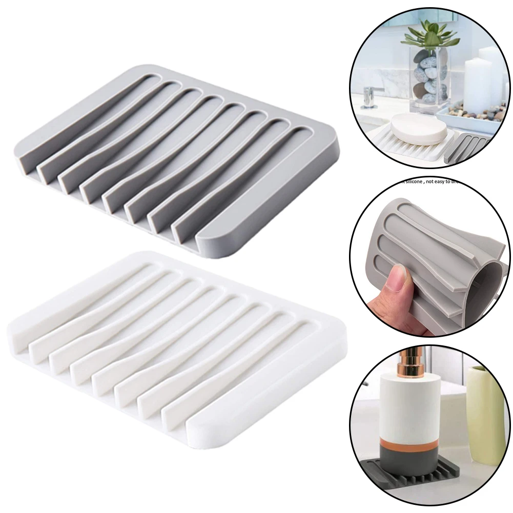 1pc Silicone Self Draining Soap Dishes Innovative Soap Holder Saver Anti-slip Mat Soap Dish Storage Rack Dispensers Soap Tray 2