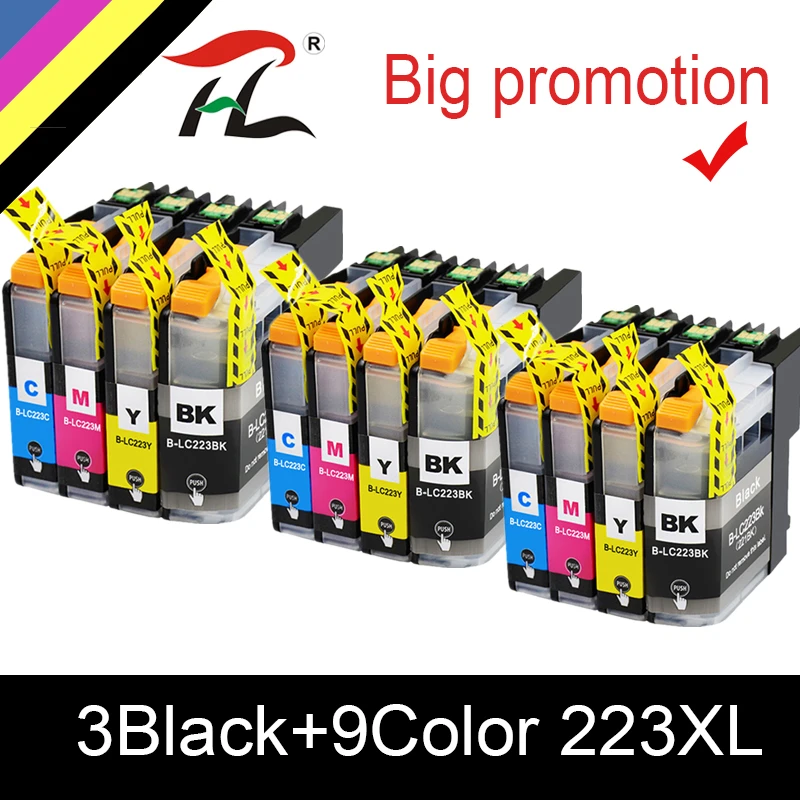 Cartuchos Htl para Impressora 15 Peças Lc221 lc 223 para Cartucho de Tinta Brother J4120dw Embutido J680dw J880dw J5320dw