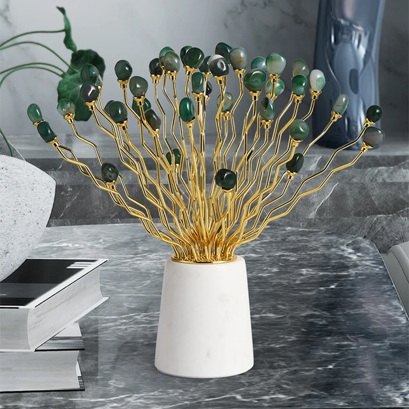 

Crystal Stone Metal Flower Home Living Room Coffee Table Dining Modern Luxury Crafts Ornaments Office Desk High-end Decorations