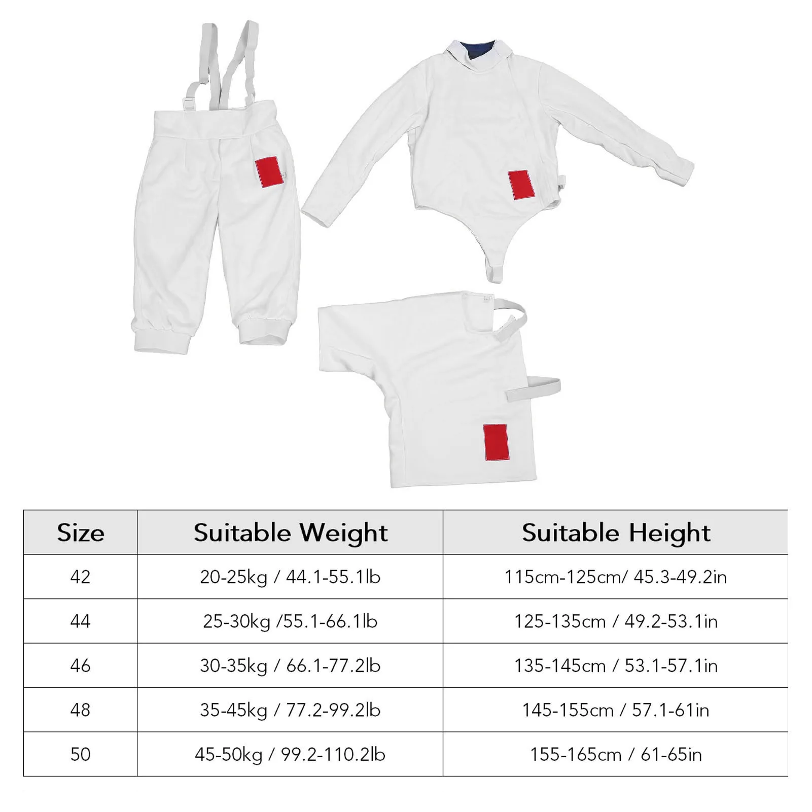 Fencing Sport Uniform Suit Thickened Breathable Adjustable Fencing Pants Jacket Vest Set for Training Sport Uniform Suit