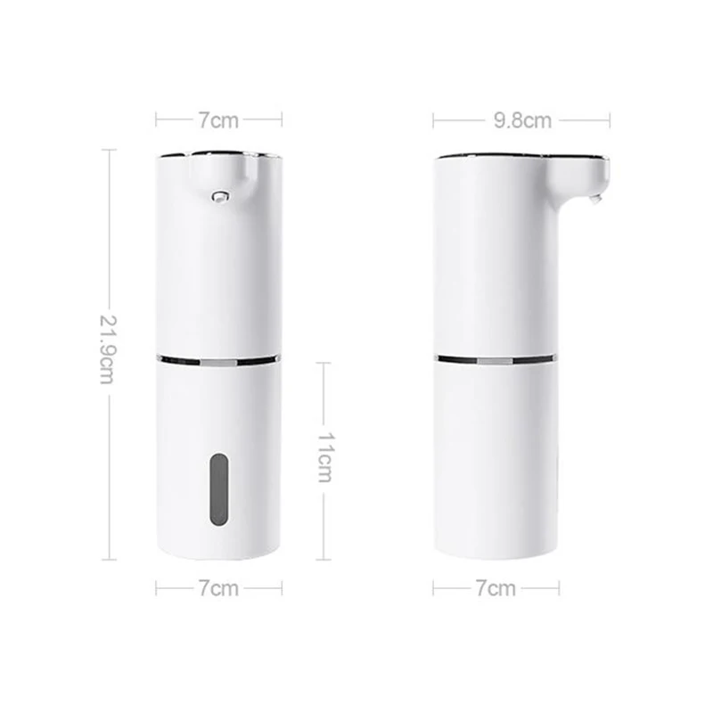 Distributeur gel hydroalcoolique automatique blanc 300ml, vue de face