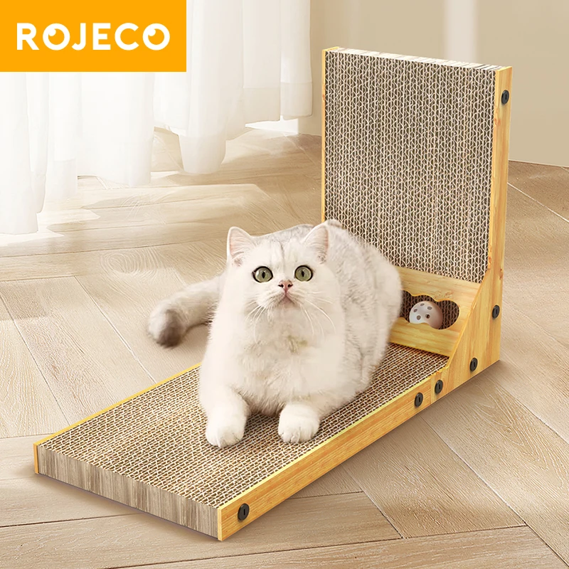 

ROJECO Cat Scratcher L-Shaped Cat Scratching Board For Cats Toys Claw Grinding Scraper Mat Cat Furniture Protector Accesories