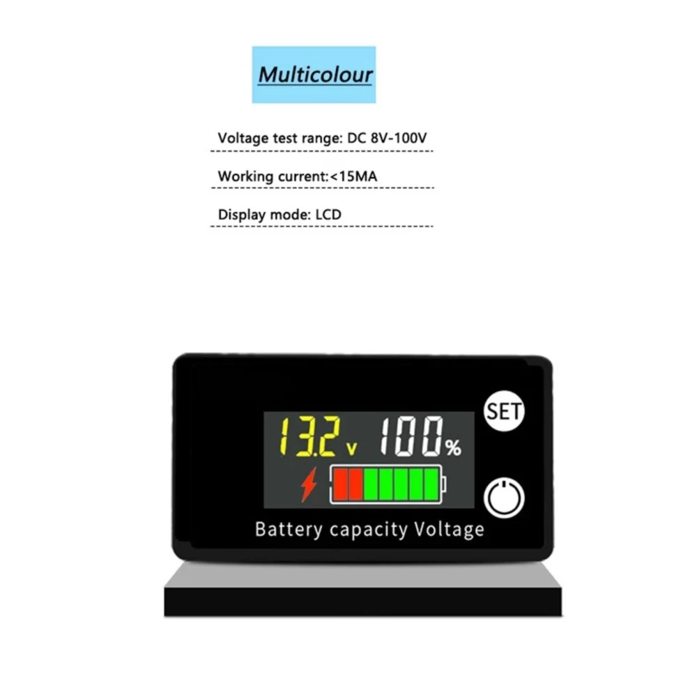 thumbnail image 2 of IPX7 Battery Ty Monitor,DC 7-100V Battery Percentage Voltage Tester 12V 2 of 13
