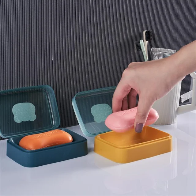 Flip Cover portasapone portasapone drenante in plastica scatola portaoggetti per sapone da bagno per la casa contenitore per portasapone trasparente portatile 3