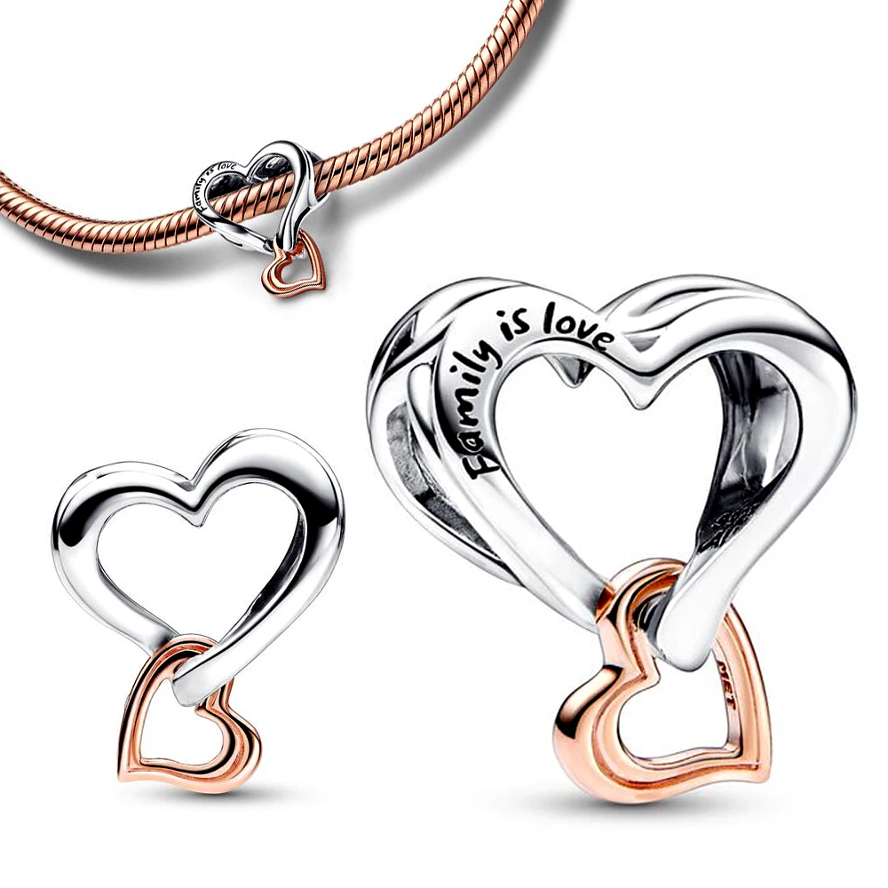 

New Arrivals 925 Sterling Silver Two-tone Openwork Infinity Heart Charm Fit Pandora Bracelet Trinket Diy Women Jewelry Gift