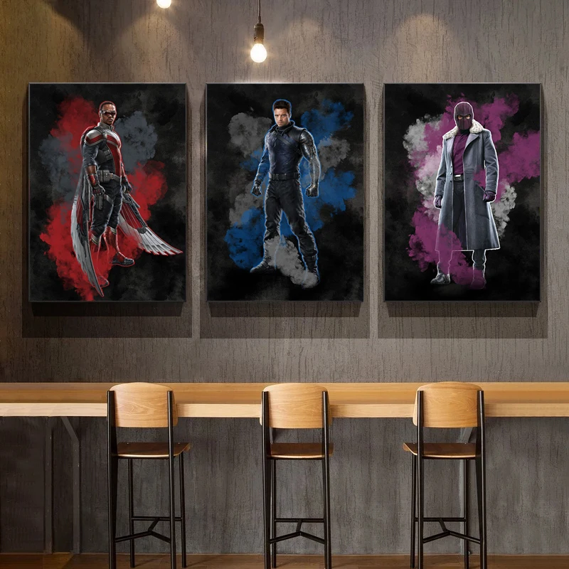 Disney Marvel Supereroi The Falcon And The Winter Soldier Poster Digital Oil Painting Printing Bedroom Wall Living Room Decor