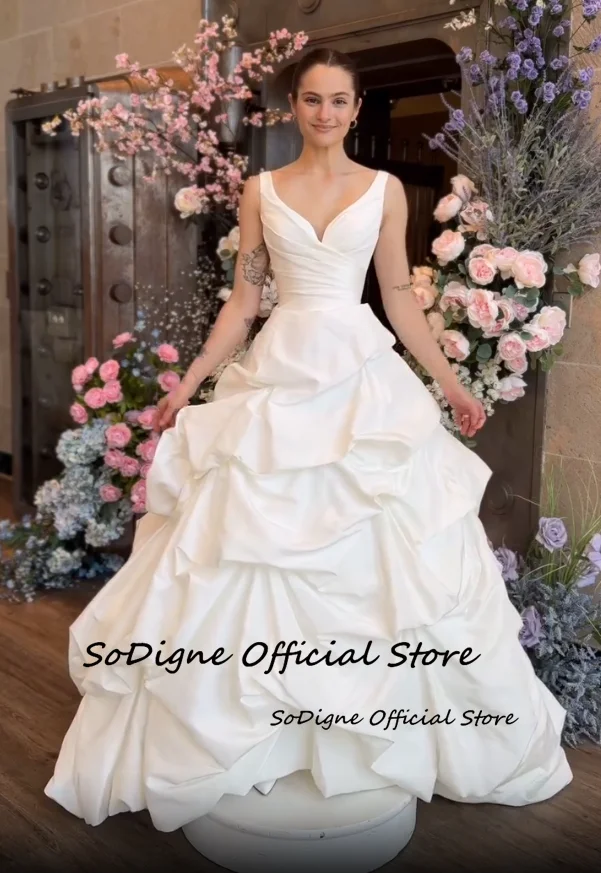 SoDigne Simple Satin A-Line Wedding Dresses Elegant Sleeveless Pleats Bridal Gowns Women Birde Dress Robe De Mariée Customized 14 S55fce5ade28347c0a0bc95470253d9a1k