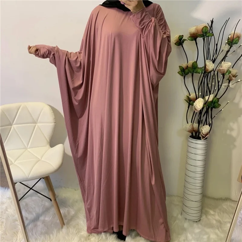 Abaya for Women Islam Dubai Bat Robe Women's Long Sleeve Clear Solid Casual Long Dress Arabic Middle East Black Abaya Clothing