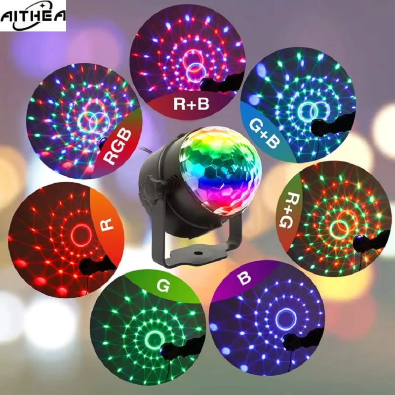 Music Sync LED Stage Disco Light With Remote Control Christmas Atmosphere Rotating Ball Lamp for Party Home DJ Bar Xmas