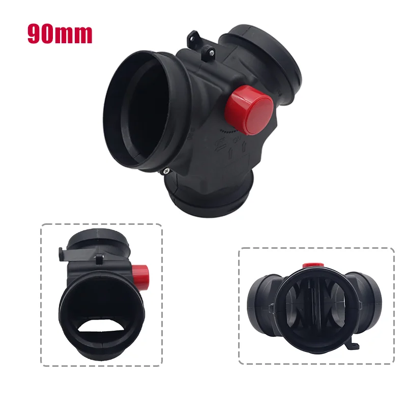 75MM/ 90MM/ 90MM TO 75MM Vavle Flap Adjustable Air Diesel Heater Vent Ducting T Branch Splitter Exhaust Pipe Joiner Connector Heater Duct Connector Car Heater Accessories