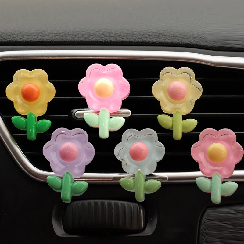 

Car Air Freshener Perfume Clip Cute Flower Aromatherapy Car Air Outlet Decoration Colorful Flora Decor Auto Interior Accessories