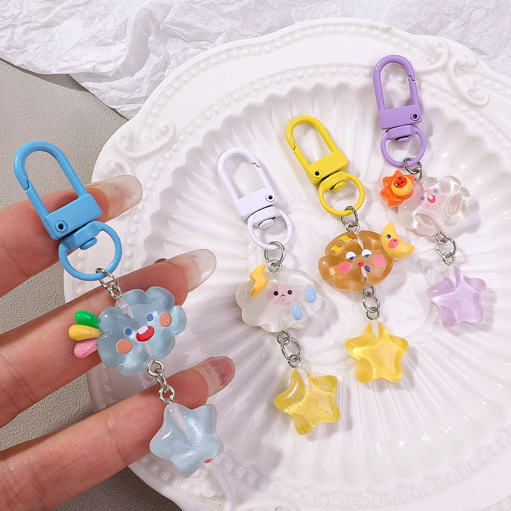 New Fashion Small Candy Flower Keychain for Women Girl Bell Key Ring Car Key Chain Bag Charms Pendant Party Jewelry Wholesale