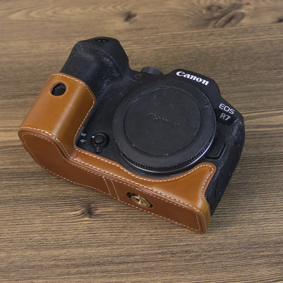 Portable Pu Leather Case Camera Bag Cover For Canon Eos R7 Half Body Set Base Cover Shell With