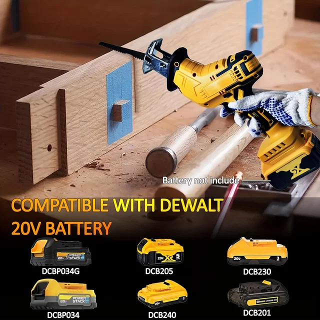 Cordless Reciprocating Saw,Compatible With DeWalt 20V MAX Battery,0-3000SPM Variable Speed, 4 Saw Blades, Power Reciprocating Saws For Wood/Metal/PVC Cutting(No Battery
