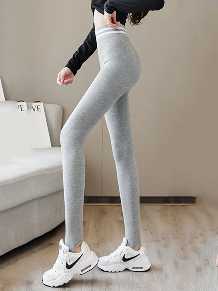 Women Winter Warm Thick Plush High Waist Leggings Step on Foot Pants Velvet Lined Slim Leggins Trousers Ankle-length Legginsy