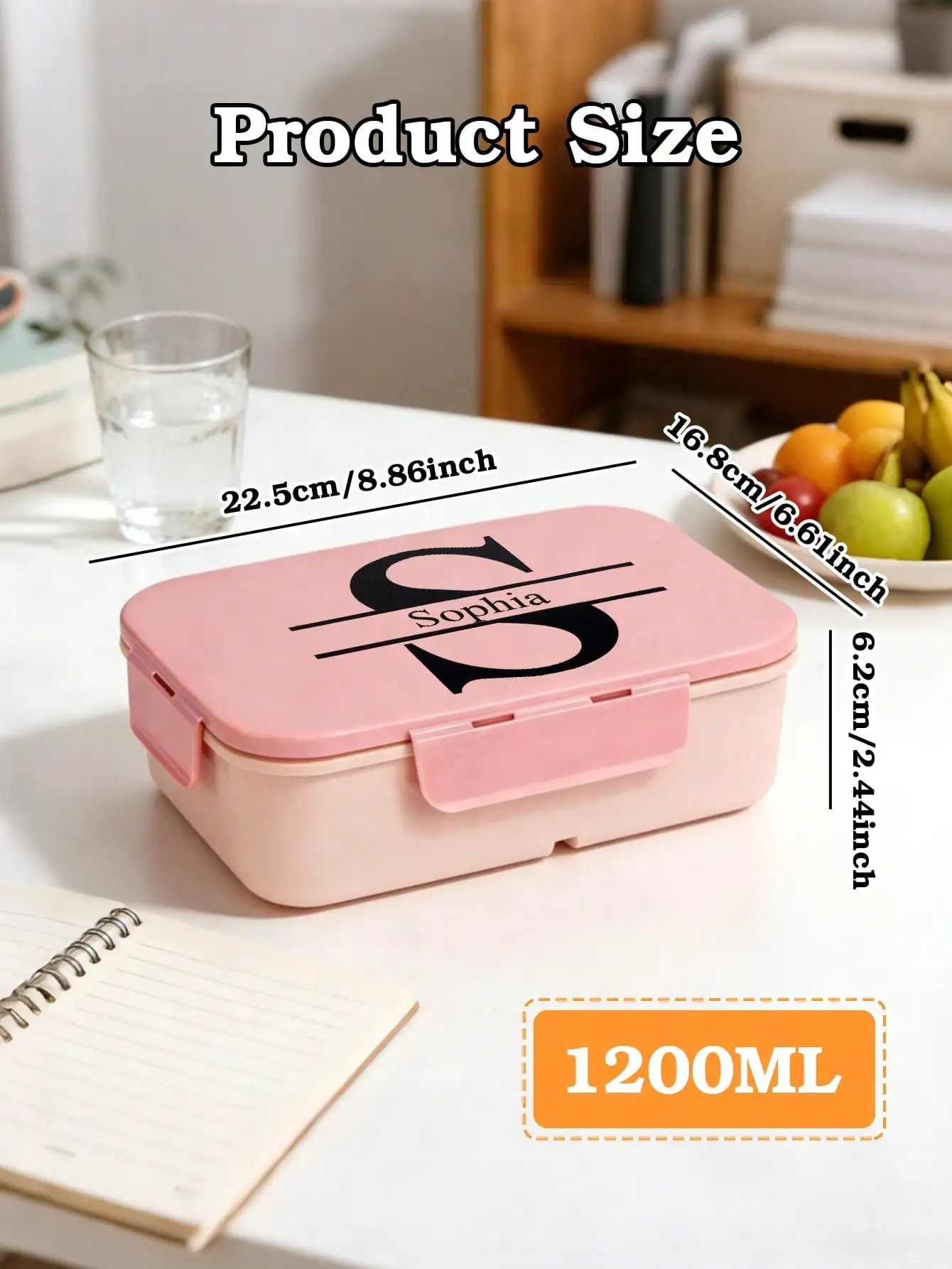 Custom Name Bento Lunch Box Portable With Fork Spoon Pink Blue Personalized Food Container For Kids Adults Work School Picnic - 6
