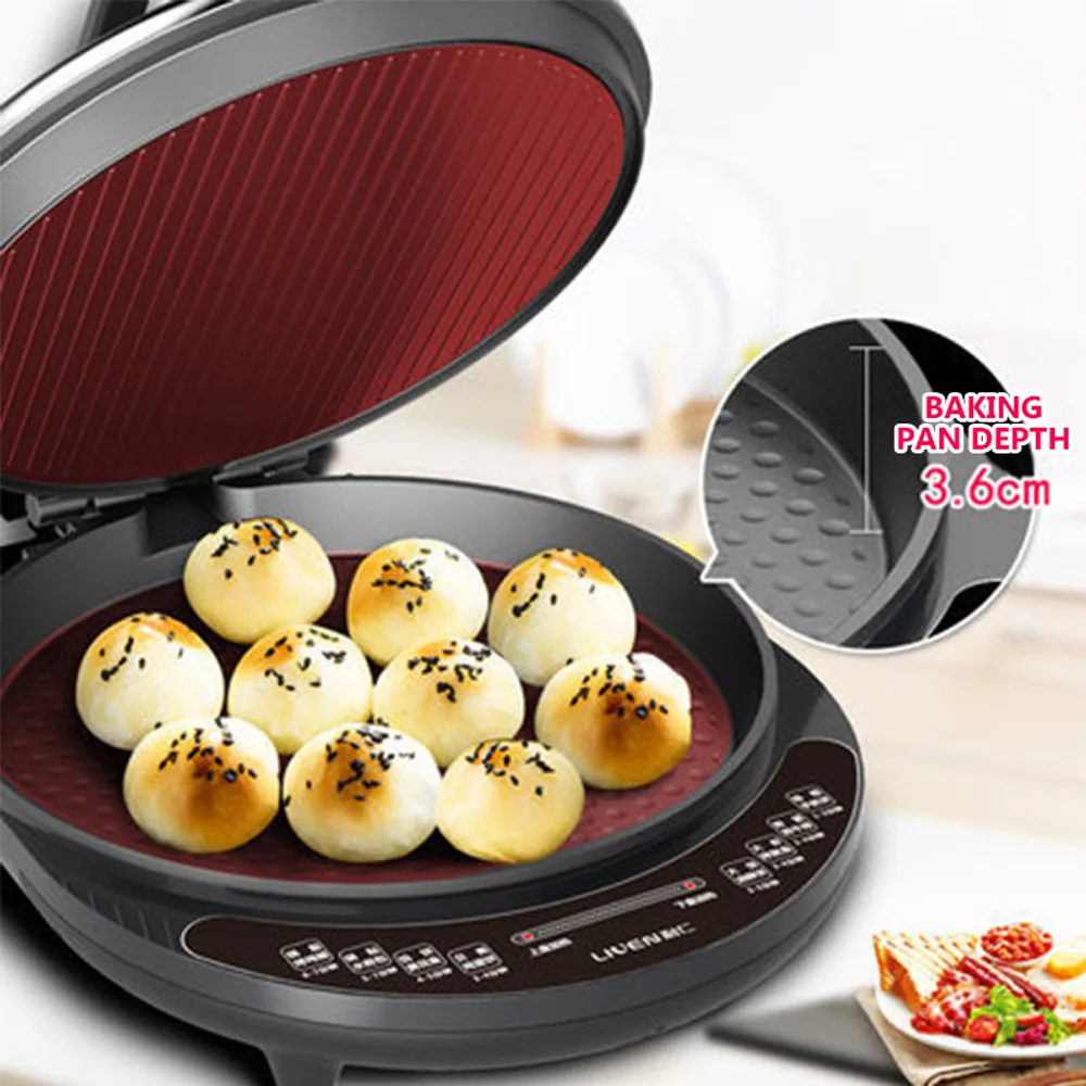 Electric Baking Pan Double-sided Heating Suspension Type Crepe Maker Skillet Pancake Baking Machine Pie Pizza Griddle