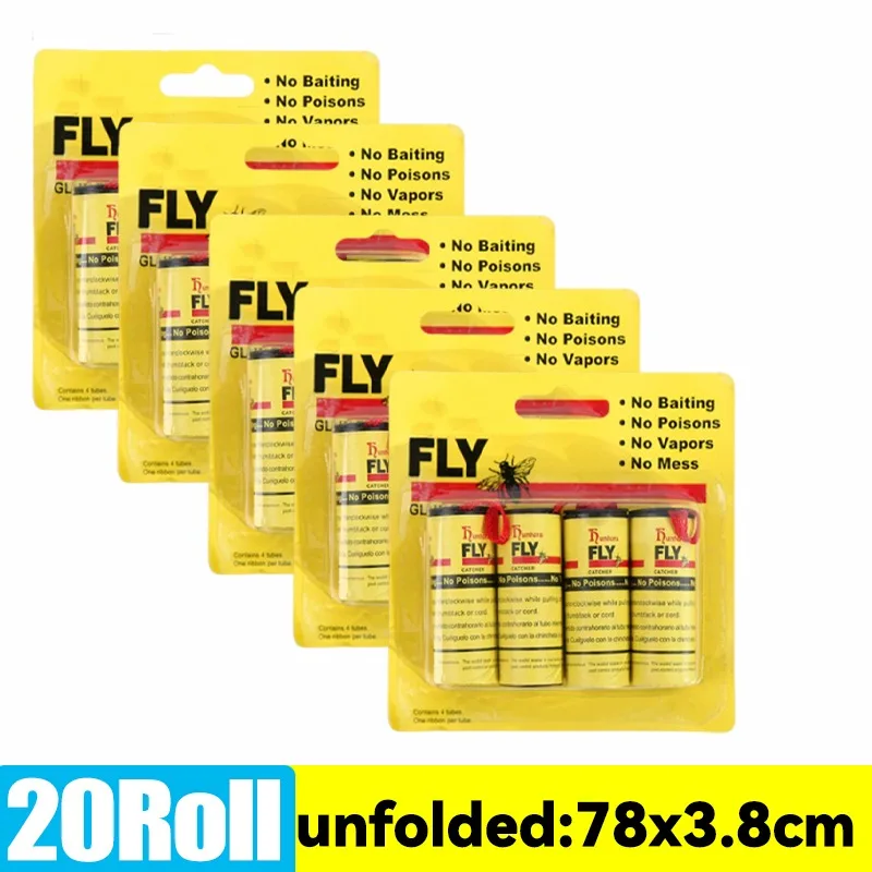 Enhanced Fly Catcher Double-Sided Sticky Tape - Strong Self-Adhesive Insect Traps (40/4 pcs)