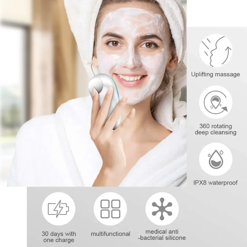 Electric Heating Facial Device Silicone Skin Care Facial Ultrasonic Seven Level Waterproof Brush Facial Pore Cleaner liu gongquan s mysterious pagoda stele refined and refined brush calligraphy level