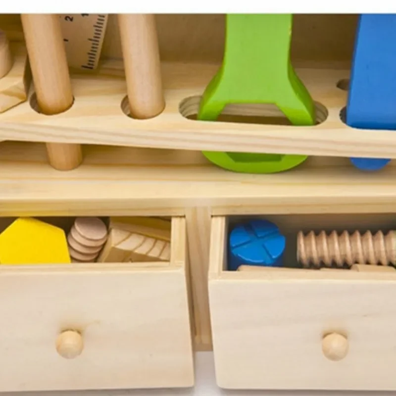 Montessori Baby Educational Toys Kids Wooden Multifunctional Tools Kit Set Box Toy Nut Wrench Boys for Children Games Gifts 3
