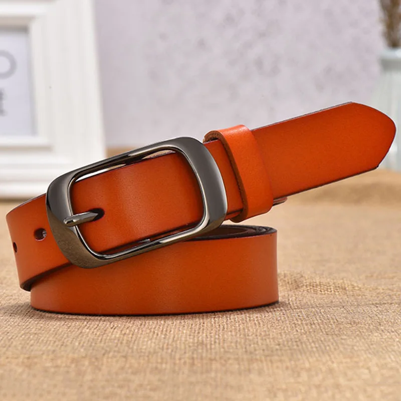 Women's Leather Belt Brief Strap All-match Pure Color Jeans Belt