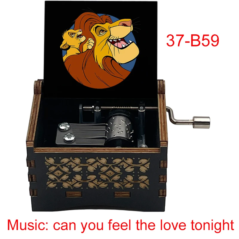 Caja de música con estampado de color del Rey León, decoración Musical de  madera, can you feel the love night, regalo de cumpleaños y Navidad