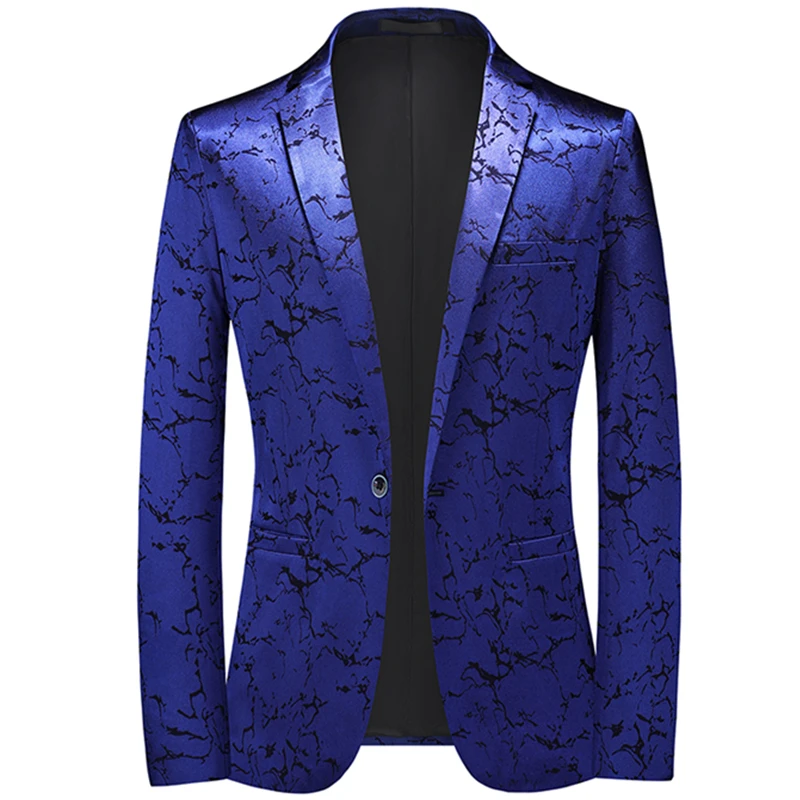 Fashion Men's Casual Boutique Business Personalized Printing Slim Fit Suit Coat Blazers Jacket Dress Big Size 6XL