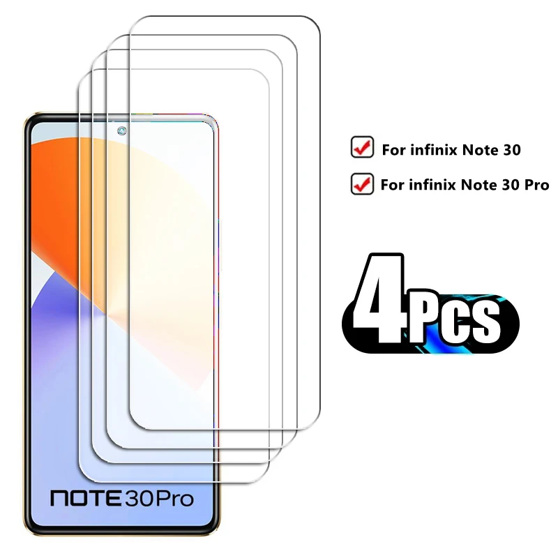

4Pcs For infinix Note 30 Pro Tempered Glass infinix Note 30 Pro Screen Protector Protective Phone Film infinix Note 30 Pro Glass