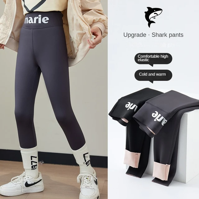 Girls' Shark Pants Autumn Winter Fleece-lined Thickened One-Piece Warm  Leggings Kid's High Elastic Slim Fit Weight Loss Pants - AliExpress