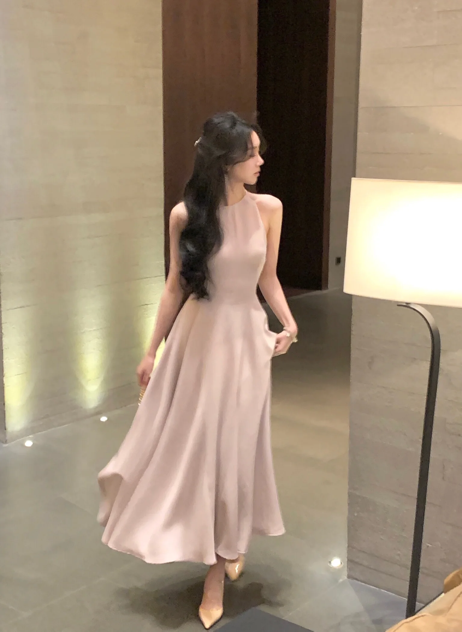 France Vintage Evening Party Long Dresses for Women Solid Sleeveless A-line Princess Wedding Prom Robe New Spring Vestido Mujer