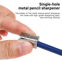 10PCS Dual Pencil Sharpener Pocket Aluminium Alloy Metal 1-Hole Steel Rectangular Small Sharpeners (Silver) 2