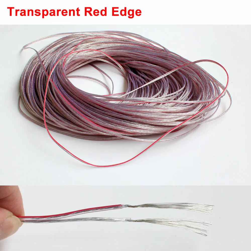 Transparent Parallel Copper Cable - 2-Pin LED Strip Light Wire with Tinned Copper (22/20AWG)