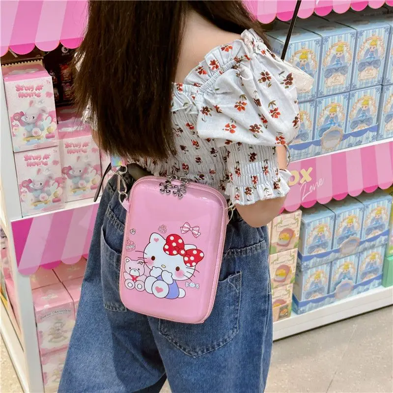 

Sanrio Anime Shoulder Bag Hello Kitty Kulomi Melody Cinnamoroll Hard Shell Messenger Bag Waterproof Children's Coin Purse Gift