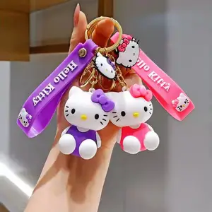 Kawaii Sanrio, Hello Kitty брелок мультяшная кукла милая котенка ПВХ брелок Мягкая резиновая Автомобильная брелок женская сумка кулон девочка подарок