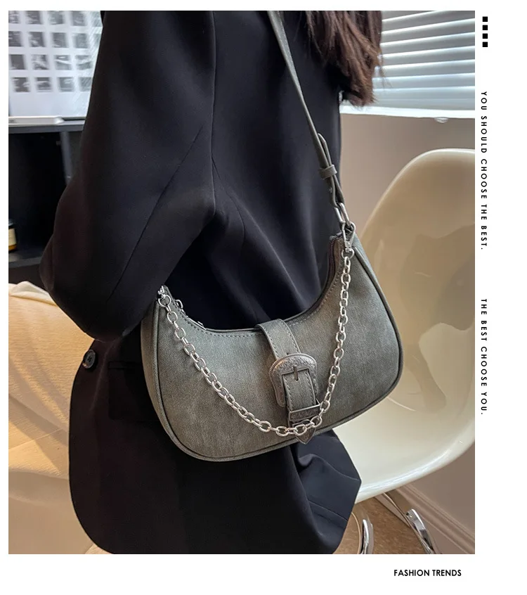 JIAERDI Vintage Solid Half Moon Bags Women 2023 Hot Girls Chain Casual Y2k Handbags Ladies Luxury Designer Handbag Aesthetic