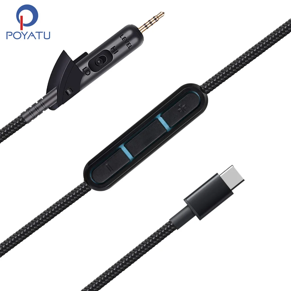 POYATU 3.5MM / USB Type C QC15 Headphone Cable for  Bose QuietComfort 15 QC15 QC2  QC 15 2 Cords with Microphone Remote