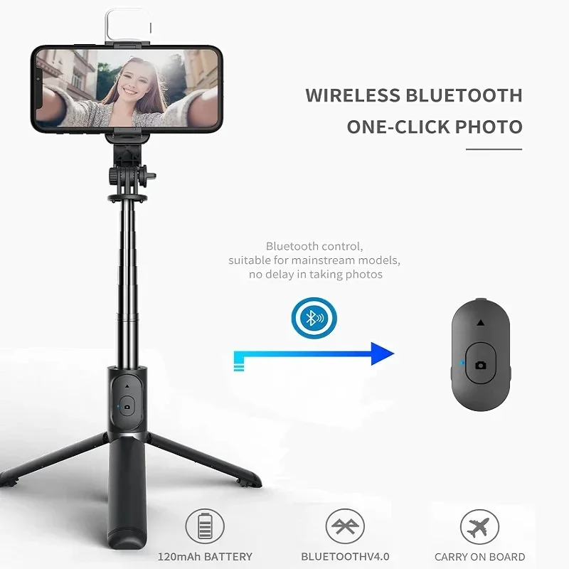 Smartphone Selfie Stick Phone Selfie Stick With Wireless Bluetooth LED Fill Light Extended Tripod With Remote Shutter For Live Vertical Shooting Bracket