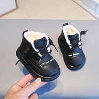 Winter Baby Shoes Infant Girls Boys PU Leather Cotton Boots Warm Thicken Plush Kids Shoes Soft Sole Non-Slip Walking Snow Boots 4