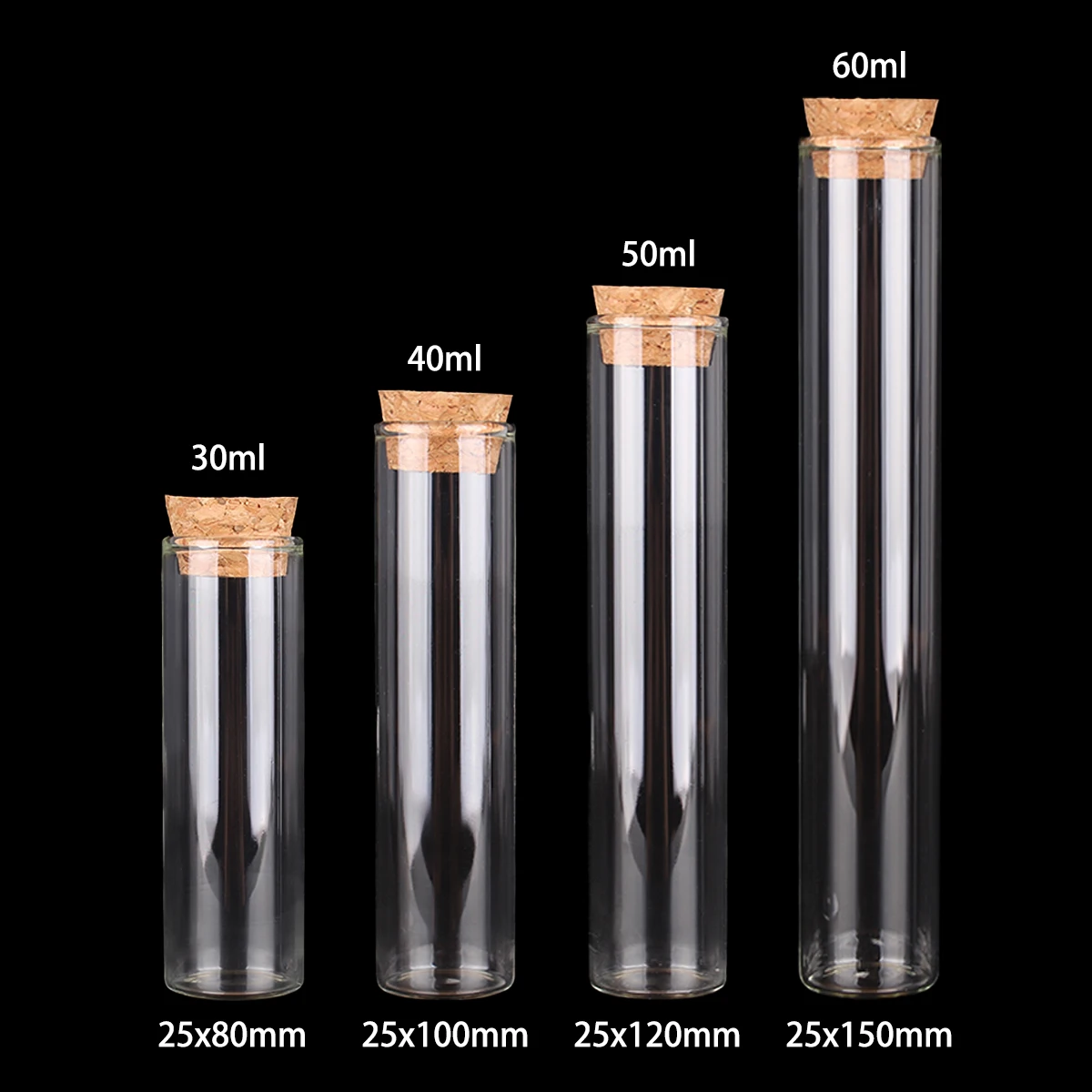 코르크 스토퍼 유리 시험관, 미술 DIY 공예용 위싱 병, 직경 25mm, 30ml, 40ml, 50ml, 60ml, 로트당 12 개