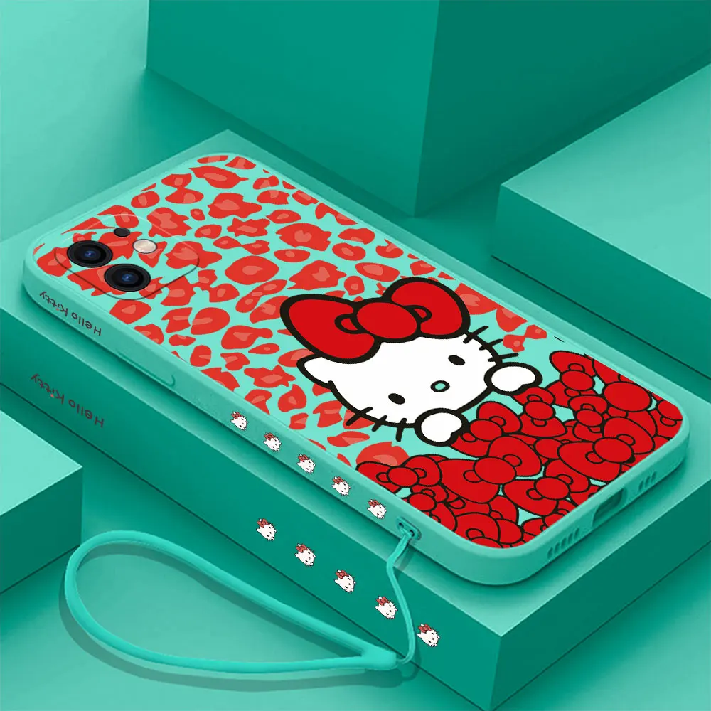 thumbnail image 1 of Funda de teléfono de dibujos animados Hello kitty para Samsung Galaxy, S24, S23, S22, S21, S20 Ultra FE, S10, 4G, S9, S10E, Note 20, 10, 9 Plus, con cordón, 1 of 5