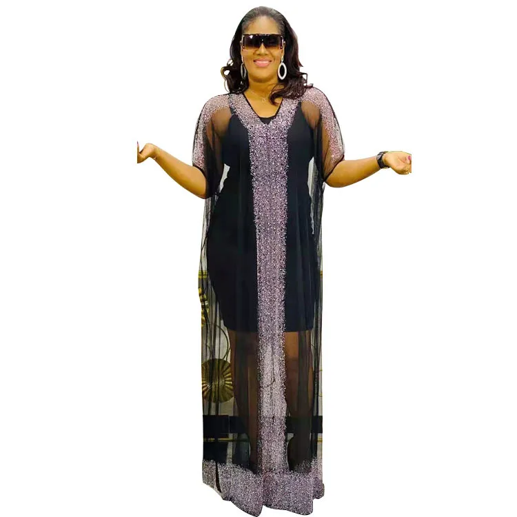 

Summer Fashion African Women Polyester Green Red Black Blue Long Robes African Clothes Women African Dresses for Women