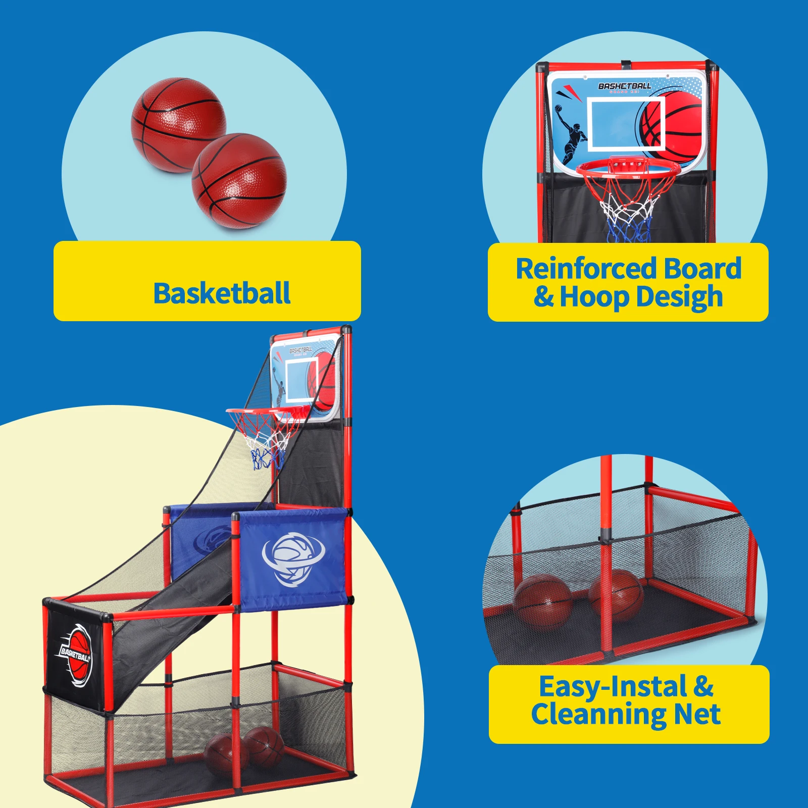 Arcade Basketball Game Set with Balls and Hoop,For Boys&Girls,Indoor Outdoor Toy,Ideal for Competition,Halloween/Christmas 5