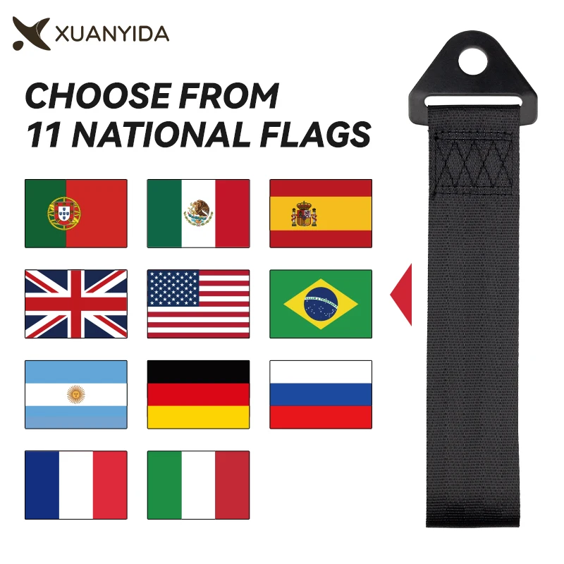

Car Tow Strap Towing Rope National Flag Universal Racing Car Tow Auto Trailer Ropes Front and Rear Bumper Trailer Towing Strap