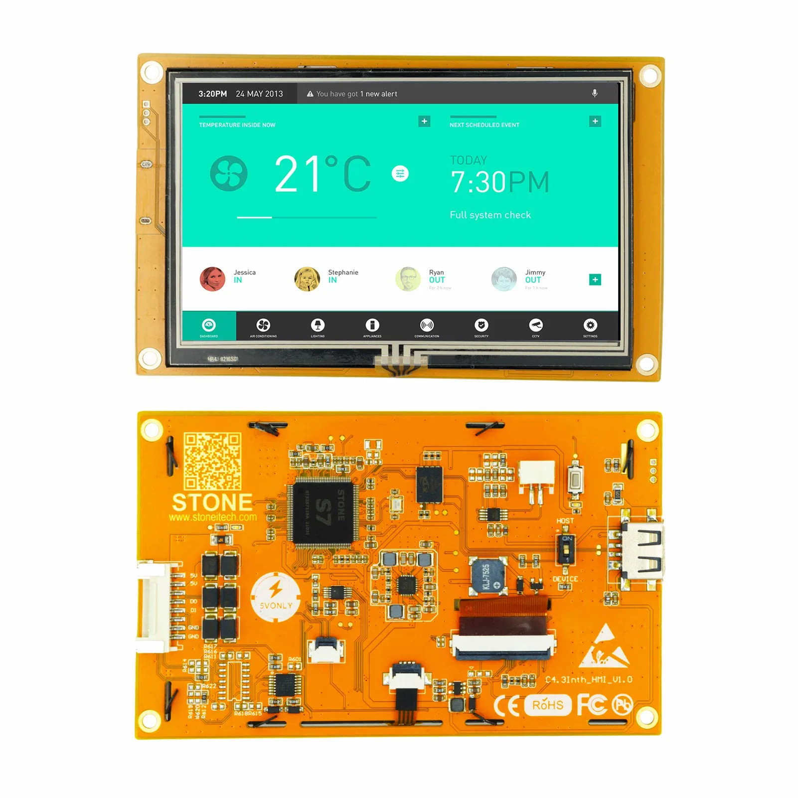 4.3 Full-color HMI Intelligent LCD Resistive Touch Display Module Easy To Operate For Basic Programmers STWC070LT-01 4 3 inch hmi intelligent lcd module tft display touch screen with free gui software easy to operate support any mcu