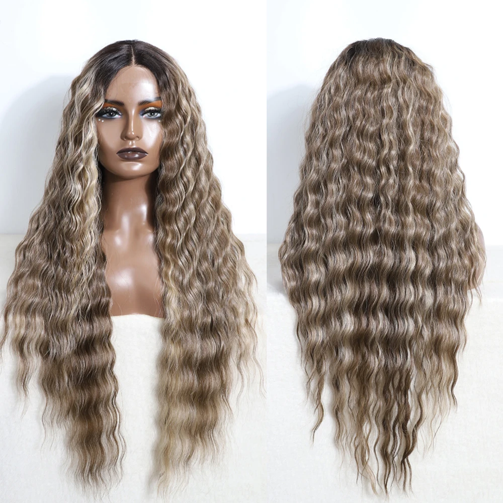 Synthetic Lace Front Wig Baby Hair Wig Long Wavy 30" Hair Lace For Women Front Ombre Blonde Brown Cosplay lace front wig synthetic hair wigs