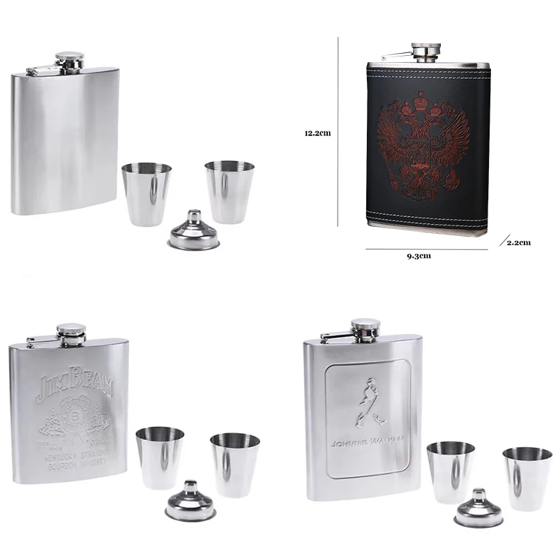 8 Oz Stainless Steel Outdoor Portable Pocket Drinking Container Vodka Drinking Tools for Hiking Climbing Gift Box