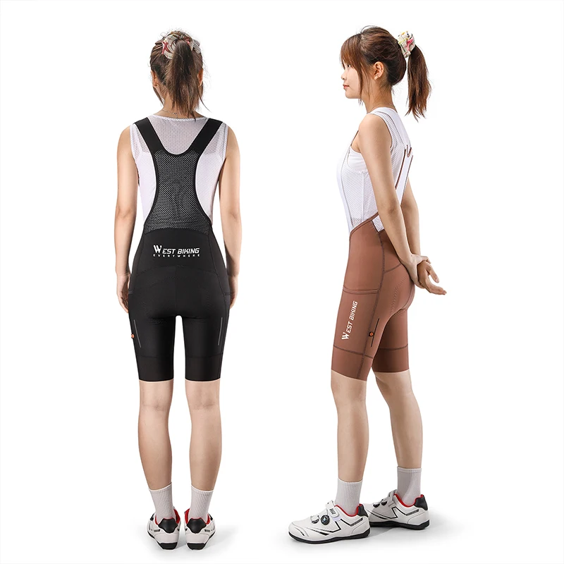 WEST BIKING Women's Cycling Shorts Highly Elastic Padded Biker Shorts Long Distance Riding Female Seamless Sport Suspenders