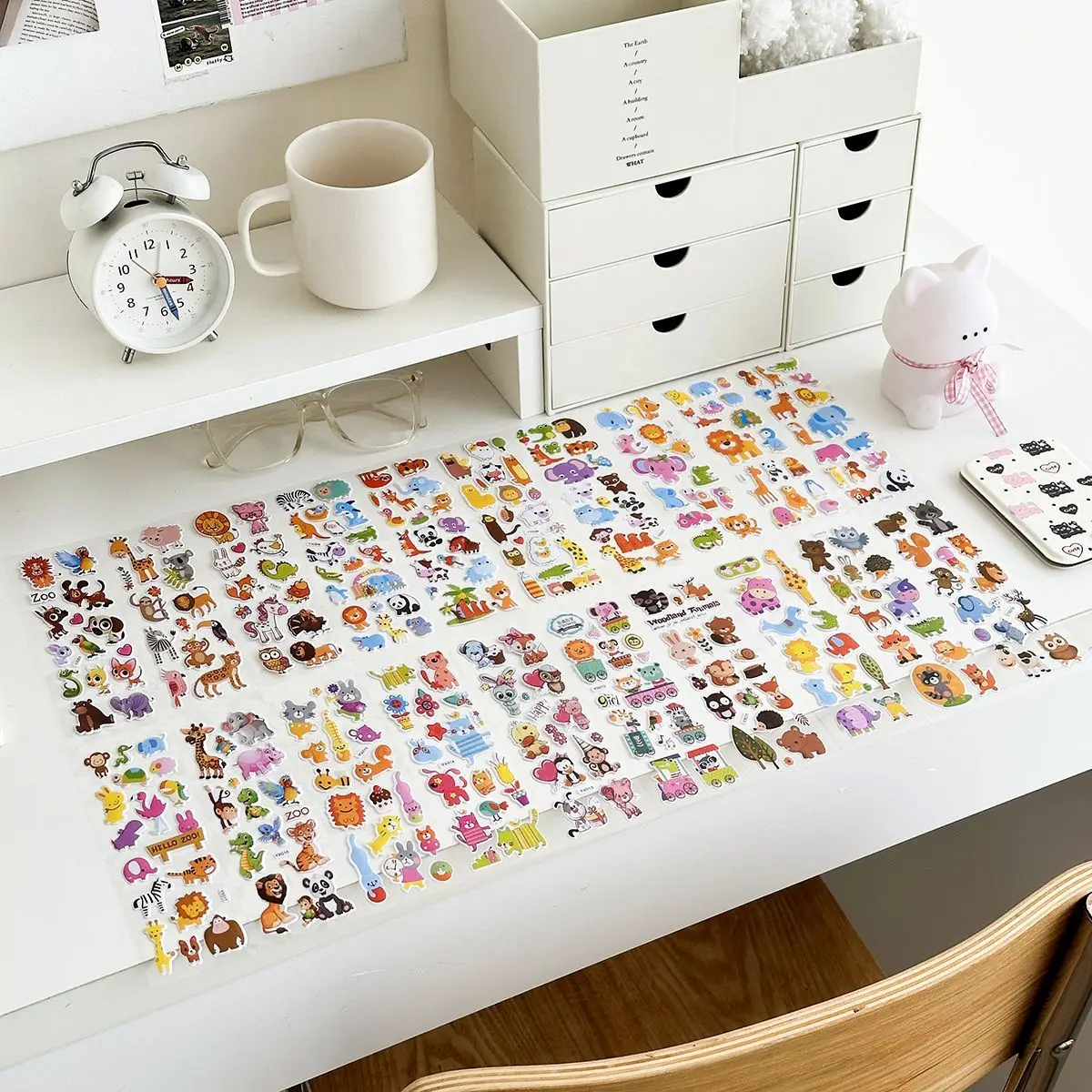 귀여운 동물 스티커 (남아, 여아, 교사, 교실 보상, 공예, 스크랩북킹, 파티 선물용) 3D 퍼피 다양한 스티커 대량